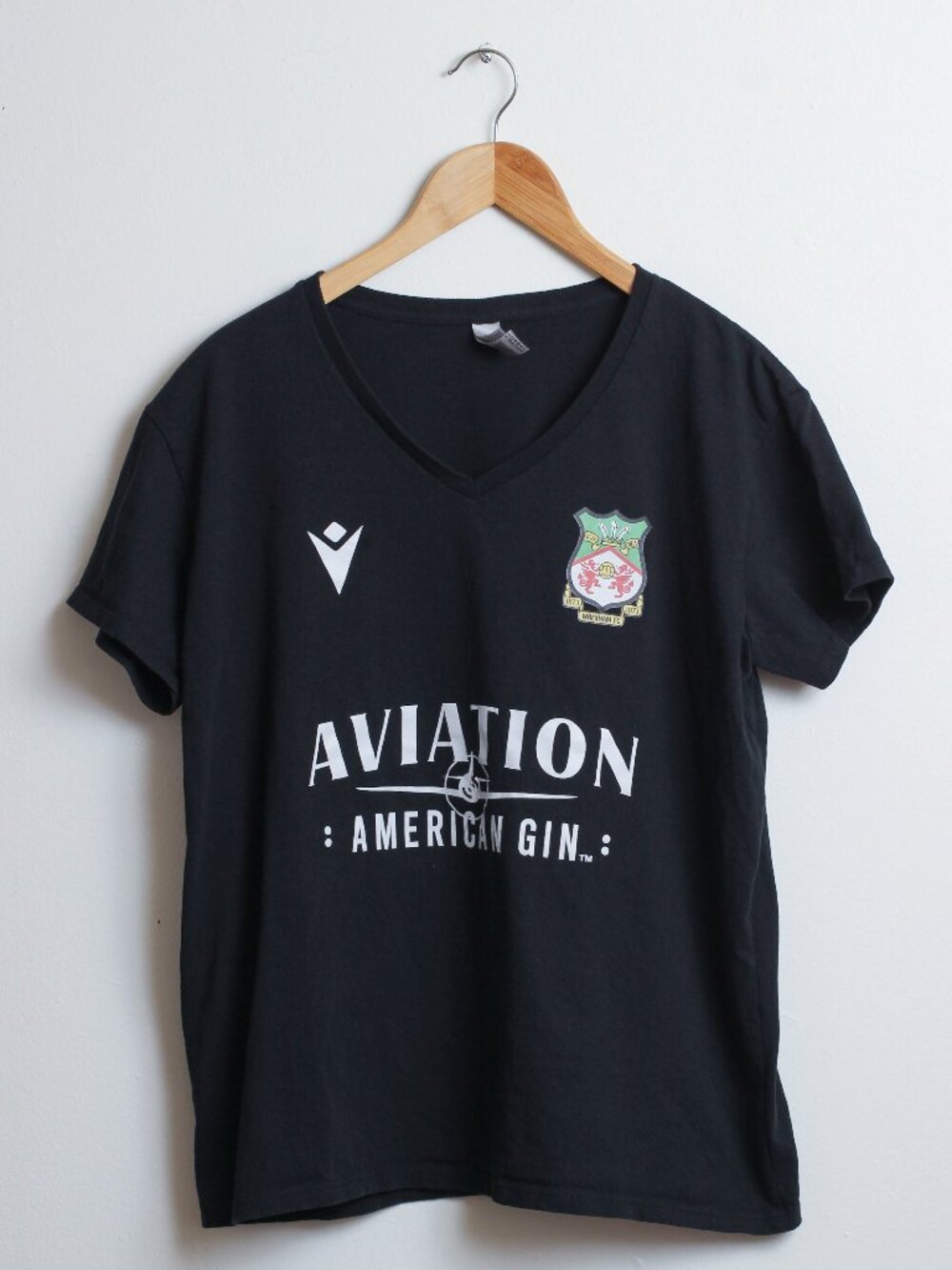 Wrexham AFC Football V-Neck Shirt Womens 2XL Black Aviation Gin Graphic Tee